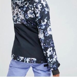 Roxy Shelter Jacket Black Floral Print Snow Anorak Style Pullover XS